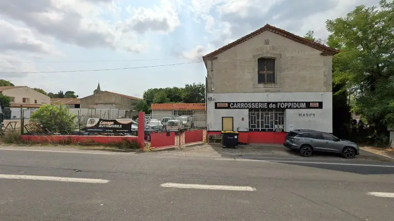 Vue de la rue devant Crassous Mécanique Auto, Nissan-lez-Enserune