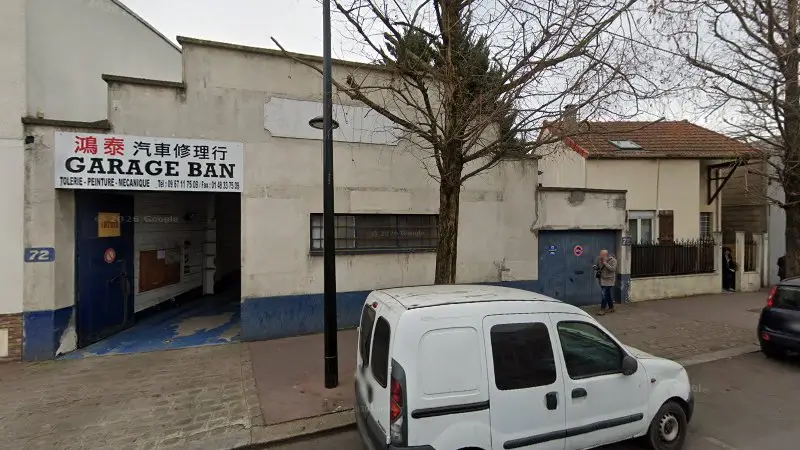 Vue de la rue devant Garage Ban, Aubervilliers