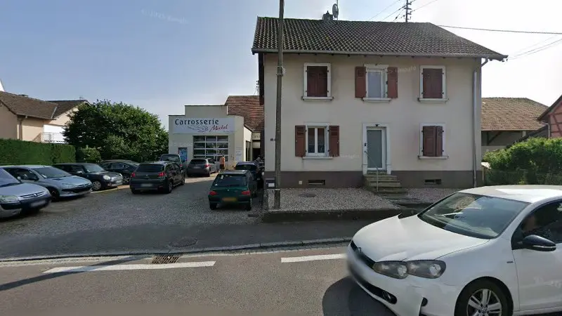 Vue de la rue devant Carrosserie Michel, Spechbach