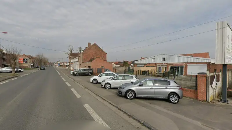 Vue de la rue devant Garage Engelaere Maurice, Hazebrouck